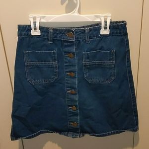 Button down denim skirt